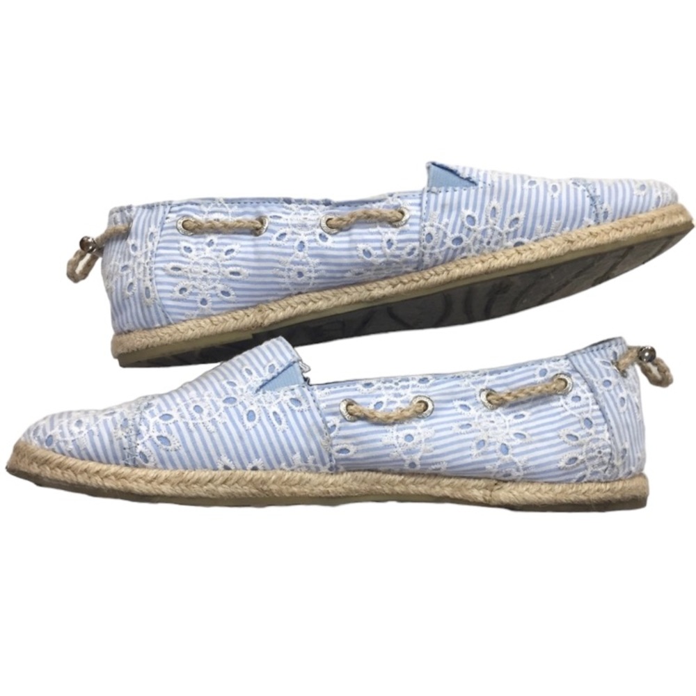 Nautica Blue & White Eyelet Espadrille Flats - Picture 2 of 8